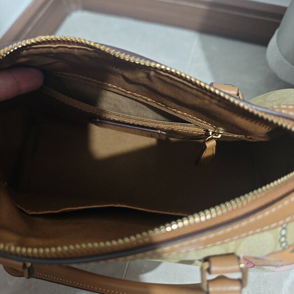 Coach Signature Canvas Twill Print Khaki Satchel - Picture 7 of 7